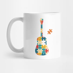 Retro Style Puzzle Acoustic Guitar Silhouette Mug